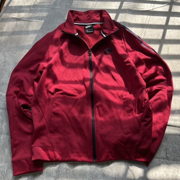 Nike Tops - Red Nike Tech Zip Up Hoodie Jacket Size Medium Womens Y2K Streetwear